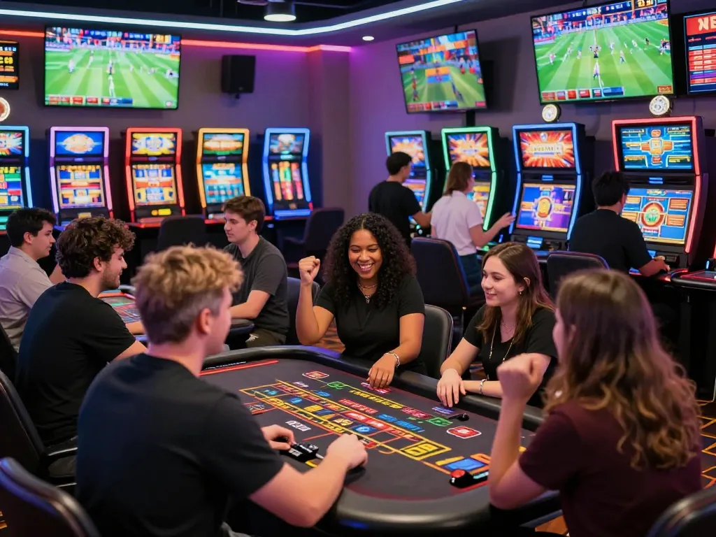 Exciting online gaming scene at 79KING showcasing players at a vibrant casino.