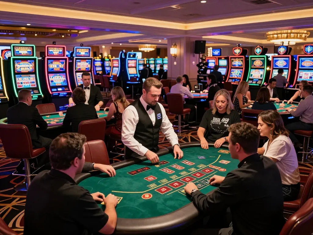 Engaging players at Go8 blackjack tables in a lively Las Vegas casino