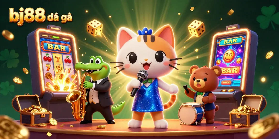 Experience thrilling bj88 đá gà action with live fights, featuring vibrant casino elements and dynamic characters.