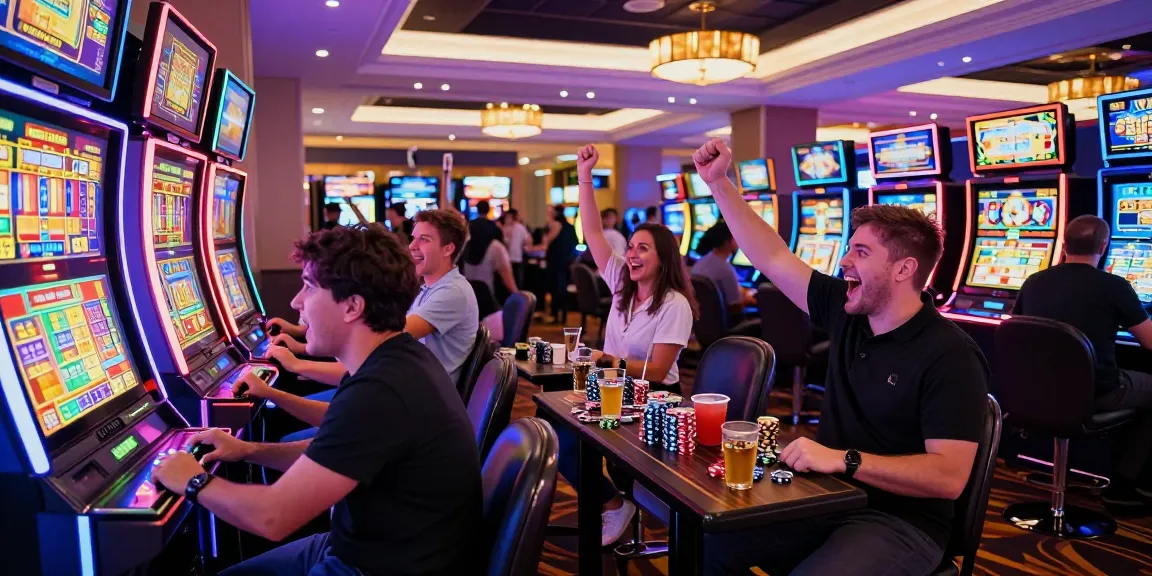 Players enjoying the thrilling experience of bonus buy slots in a vibrant casino setting.