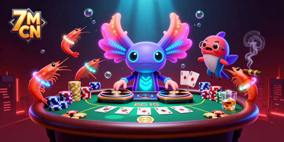 Experience 7M CN live scores with vibrant characters in a dynamic gambling scene featuring poker elements.