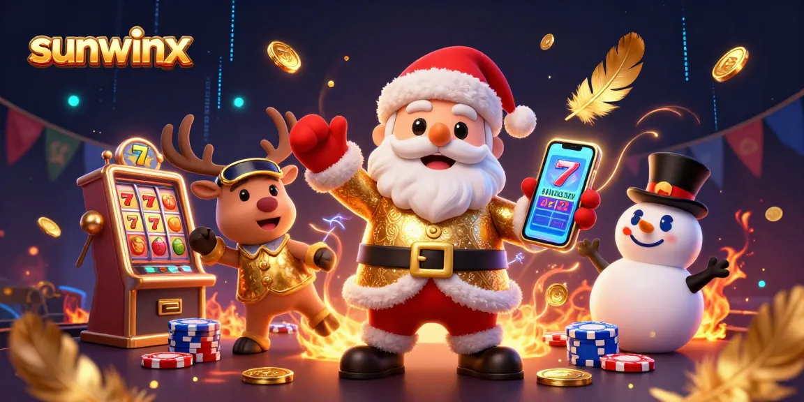 Experience thrilling jackpots and fun at sunwinx with Santa and his friends in a vibrant casino scene
