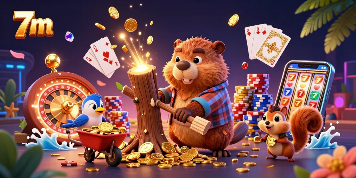 Collect golden coins and stack acorns in 7m's lively cartoon illustration